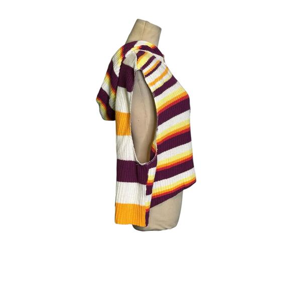 BDG colorful vibrant striped slouchy knit hoodie sweater Vest Size XS - Picture 8 of 14